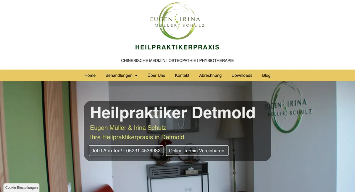 Website of Heilpraktiker Müller and Schulz in Detmold