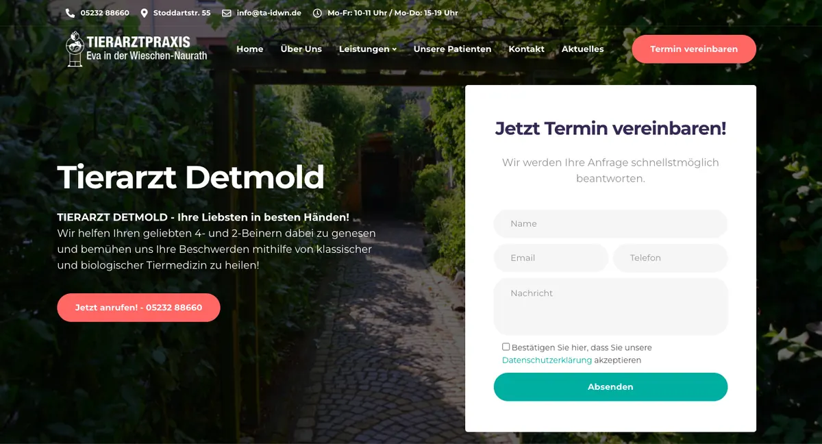 Website of Tierarztpraxis Eva Naurath